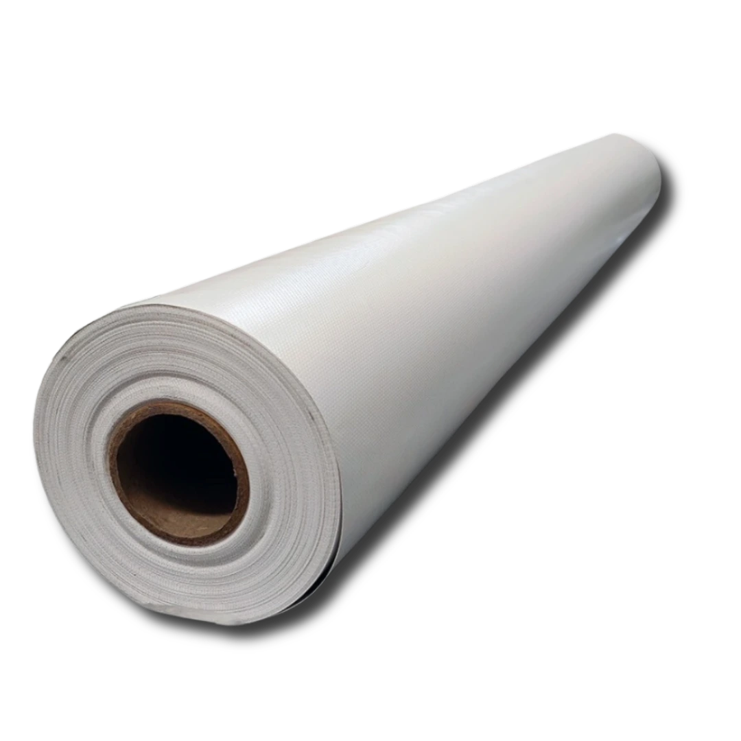 Fotografía de un rollo blanco de lona Blackout 21 Oz